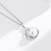 925 Drop Diamond Zircon Pearl Sterling Silver Necklace