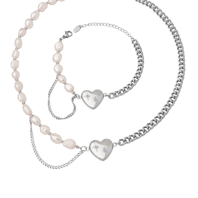 Freshwater Pearl Titanium Necklace and Bracelet Jewellery