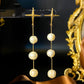 Natural Freshwater Pearl Cross Awn Long Tassel Earrings,7.8cm