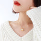 Titanium Steel Plated 18K Gold French U-shaped Pearl Pendant Necklace