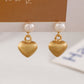 French Retro Natural Freshwater Pearl Brushed Love Earrings