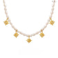 Eight-pointed Star Pendant Inlaid with Zircon Baroque Natural Freshwater Pearl Necklace