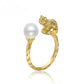 925 Silver Pearl Cat Ring, Adjustable,Gold&Silver