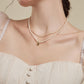 Double-layer Stacked French Heart-shaped Pendant Necklace,42.4cm