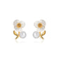 925 Silver Needle Flower Freshwater Pearl Earrings