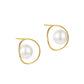 925 Sterling Silver K Gold Plated Hollow Ring Freshwater Bead Earrings