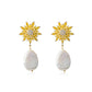 925 Silver Needle Sunflower Simple Baroque Pearl Earrings