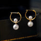 Large C Semicircular Pearl Circle Earrings