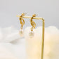 French Light Luxury Titanium Steel Plated 18k Pearl Earrings