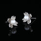 925 Sterling Silver Four-leaf Clover Pearl Petal Earrings