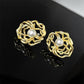 925 Silver Needle Retro Frosted Matte Camellia Freshwater Pearl Earrings