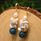 Baroque Freshwater Pearl blue Crystal Earrings