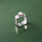 925 Sterling Silver Simple Square Pearl Ring, Adjustable