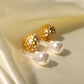 Titanium Plated 18K Gold Imitation Pearl  Irregular Earrings