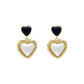 Sweet Geometric Peach Heart Black Drop Glaze Earrings