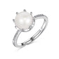 925 Sterling Silver Natural Freshwater Pearl Crown Ring, Adjustable