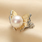 925 Sterling Silver Butterfly Freshwater Pearl Ring, Adjustable