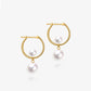 Large C Semicircular Pearl Circle Earrings