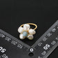 Retro Aquamarine Flower Winding Pearl Ring, Adjustable