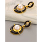 Palace Style Disc Inlaid Pearl Zircon Earrings