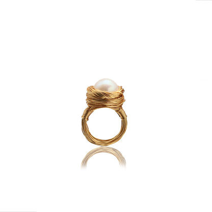 Winding High-end 13mm Large Pearl Retro Ring,#5-#12