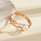 925 Sterling Silver Double-layer Zircon Pearl Ring, Adjustable