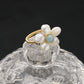 Retro Aquamarine Flower Winding Pearl Ring, Adjustable