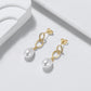 925 Sterling Silver Inlaid Zirconium Natural Freshwater Pearl Earrings