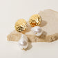 Titanium Plated 18K Gold Imitation Pearl  Irregular Earrings