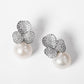 925 Silver Fashion Three-petal Leaf Freshwater Pearl Earrings