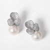 925 Silver Fashion Three-petal Leaf Freshwater Pearl Earrings