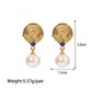 18k Stainless Steel Retro Lapis Lazuli Pearl Earrings