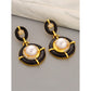 Palace Style Disc Inlaid Pearl Zircon Earrings