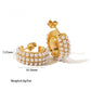 18K Gold C-shaped Stainless Steel inlaid White Pearl Earrings