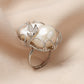 925 Sterling Silver Baroque Shaped Pearl Ring, Adjustable