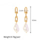 Titanium Steel Natural Stone Freshwater Pearl Earrings