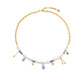 18k Gold-plated Aquamarine Zircon Pendant Natural Stone Pearl Clavicle Necklace,39.5+5cm