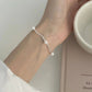 925 Sterling Silver Sea Wave Pearl Bracelet,17cm+3cm