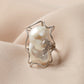 925 Sterling Silver Baroque Shaped Pearl Ring, Adjustable