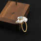 Retro Aquamarine Flower Winding Pearl Ring, Adjustable