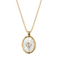 18K Gold French Oval Mother-of-pearl Inlaid Opal Pendant Necklace