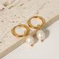 French Retro Style Freshwater Pearl Hoop Earrings