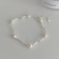 925 Sterling Silver Sea Wave Pearl Bracelet,17cm+3cm