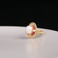 Classical Retro Opening Design Chalcedony Pearl Ring, Adjustable