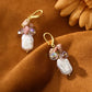 Rose Stone Square Baroque Freshwater Pearl Earrings