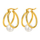 Stainless Steel Imitation Pearl Gold Earrings