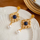 Retro Hollow Palace Style Lapis Lazuli Earrings