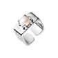 925 Sterling Silver Simple Square Pearl Ring, Adjustable