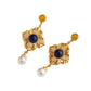 Retro Hollow Palace Style Lapis Lazuli Earrings