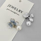 Gradient Blue Crystal Petal Pearl Earrings